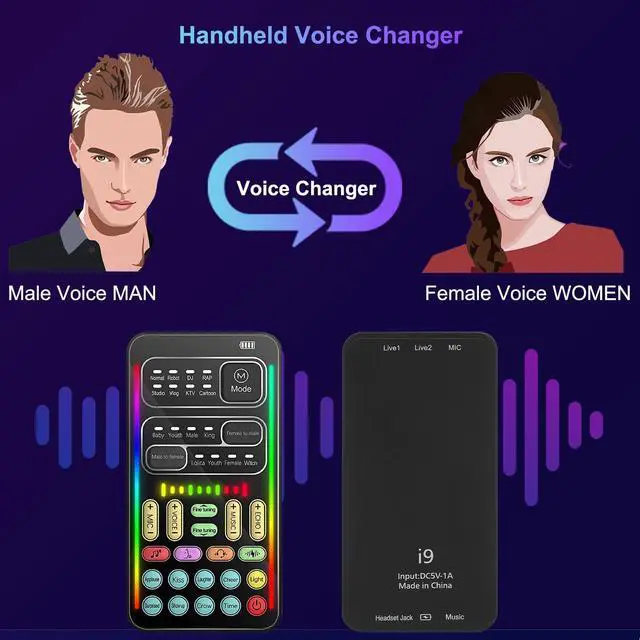 Alt view image 2 of 7 - Voice Changer for Xboxone Switch Phone, 8 Sound Effects, Live Broadcast Card Gift Adults Kids, Handheld Mini Microphone Voice Changer Disguiser Modulator