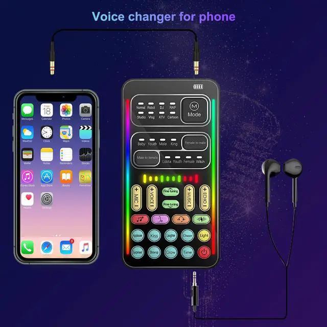 Alt view image 6 of 7 - Voice Changer for Xboxone Switch Phone, 8 Sound Effects, Live Broadcast Card Gift Adults Kids, Handheld Mini Microphone Voice Changer Disguiser Modulator