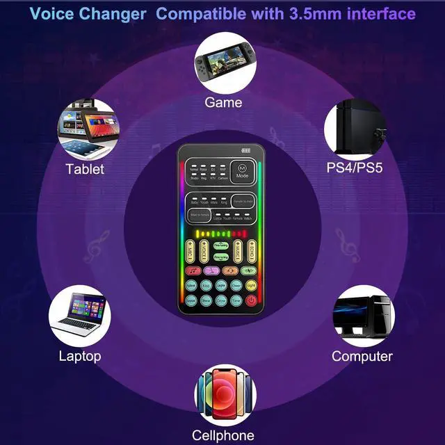 Alt view image 7 of 7 - Voice Changer for Xboxone Switch Phone, 8 Sound Effects, Live Broadcast Card Gift Adults Kids, Handheld Mini Microphone Voice Changer Disguiser Modulator