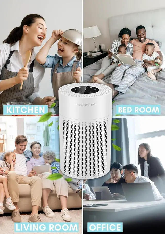 Alt view image 5 of 6 - 2025 Updated Version Smart Air Purifier for Home Large Room up to 1076ft², H13 True HEPA Filter with Smart Air Quality Sensor, Sleep Mode, Quiet for Smoke, Pets Hair, Odors, White