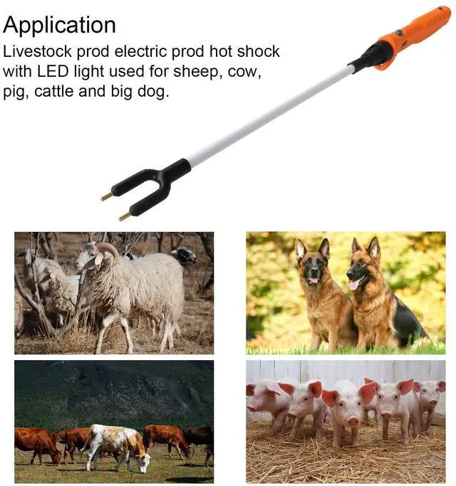 Alt view image 4 of 6 - Livestock Prod Electric Animal Prod Hot Shock Prod Stun Baton Safety Shock Prodder with Battery Farm LED Light Rechargeable Hand Prod Shock(87cm) for Cow Pig Cattle Goats and Big Dog