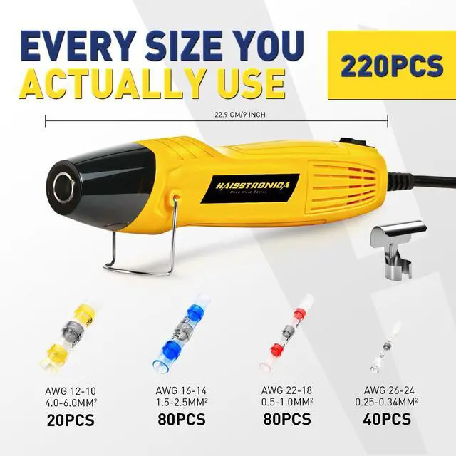 Alt view image 2 of 7 - 220 PCS Solder Seal Wire Connectors with Heat Gun Kit - Solder Sticks Wire Terminals Waterproof Electrical Connectors for Automotive, Marine, Wiring Repair