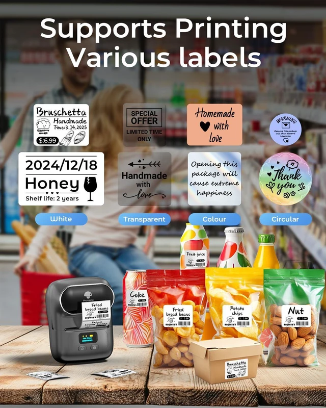 Alt view image 3 of 7 - M110 Label Maker with 3 Tapes, Portable Thermal Printer, Gray APP with 6000+ Templates, 2 Inch Bluetooth Label Printer Easy to Use for Small Business, Home, School, Office, Organization