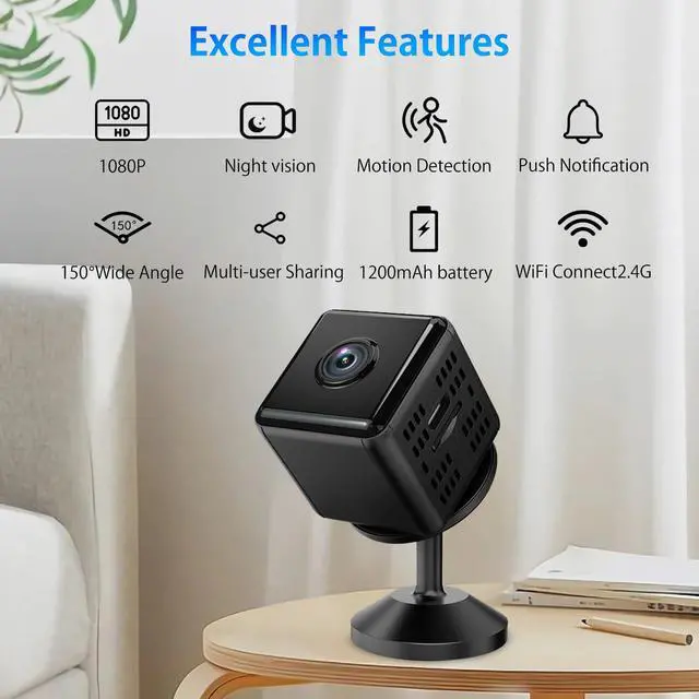 Alt view image 2 of 7 - Hidden Camera,1080P WiFi Spy Camera with Night Vision & Motion Detection, Wireless Security Camera for Pet/Baby/Nanny, App Live Feed Smallest Smart Home Monitor