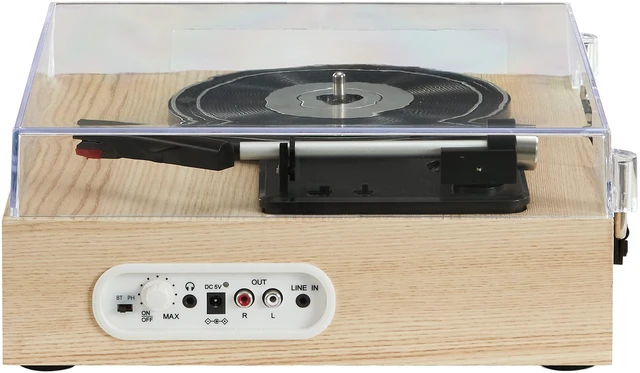 Alt view image 4 of 7 - CR6042A-NA Scout Record Player, Natural 3-Speed Turntable, Stream Digital Music With Bluetooth In, Built-in Full-Range Stereo Speakers, Aux Input, RCA Output