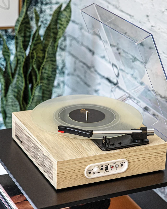 Alt view image 2 of 7 - CR6042A-NA Scout Record Player, Natural 3-Speed Turntable, Stream Digital Music With Bluetooth In, Built-in Full-Range Stereo Speakers, Aux Input, RCA Output