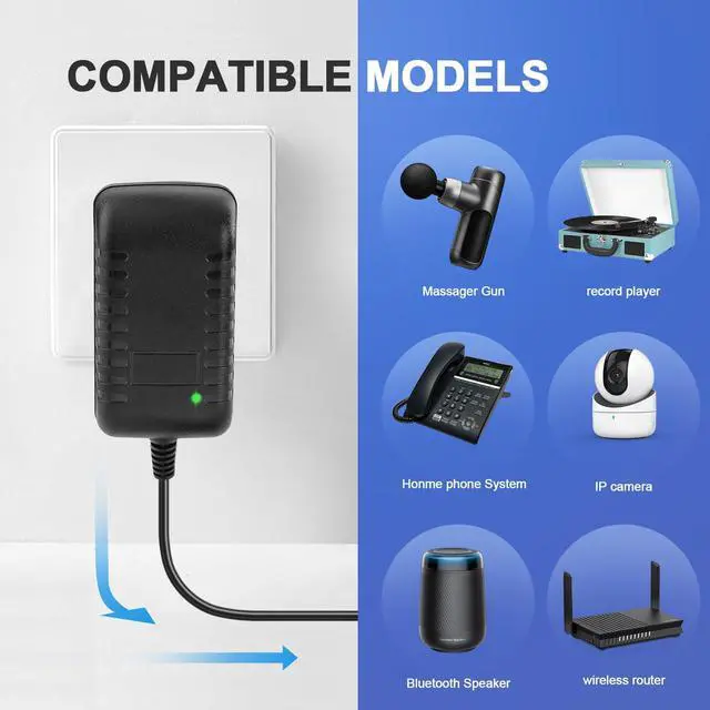 Alt view image 3 of 7 - 5V 1A 2A Charger for Record Player Power Cord fit for Vinyl Suitcase Turntable Player VSC-550BT VSC-550BT-BK Vintage 3-Speed dc 5v Power Cord