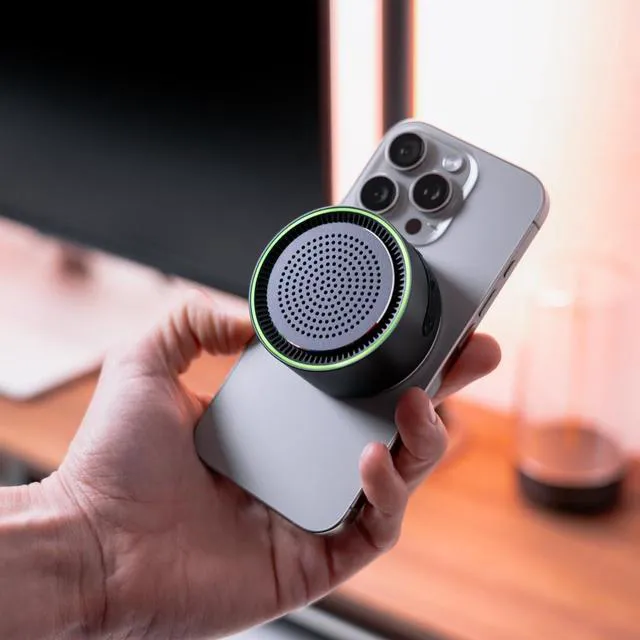 Alt view image 2 of 7 - Bluetooth Speaker with Magnetic Wireless Charger (Graphite), Portable Stereo Sync TWS, Booming Bass, up to 10H, IPX7 Waterproof, Aluminum Unibody Design for Home/Outdoor/Beach, Gift for Men