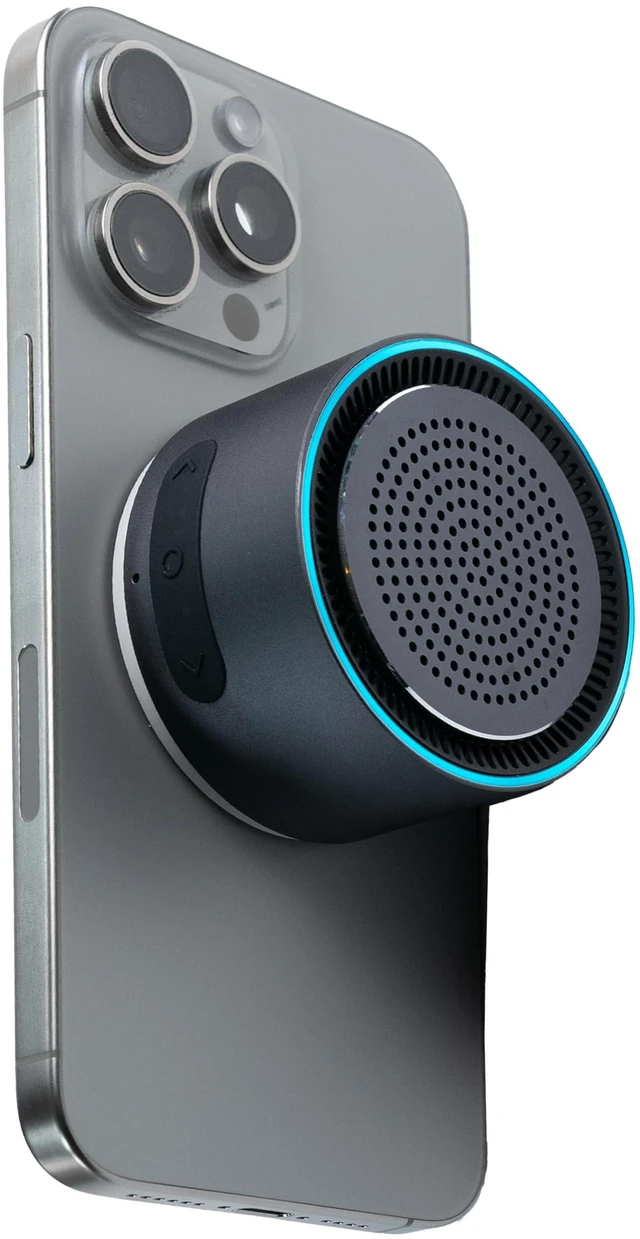 Main image of Bluetooth Speaker with Magnetic Wireless Charger (Graphite), Portable Stereo Sync TWS, Booming Bass, up to 10H, IPX7 Waterproof, Aluminum Unibody Design for Home/Outdoor/Beach, Gift for Men