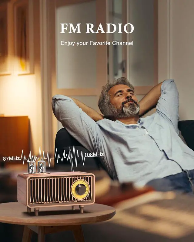 Alt view image 3 of 7 - Retro Bluetooth Speaker, Vintage Radio, bass, Bluetooth 5.1 Wireless Connection, Suitable for Home Office, Outdoor Party, Portable Speaker, Suitable for iPhone, Android Speaker