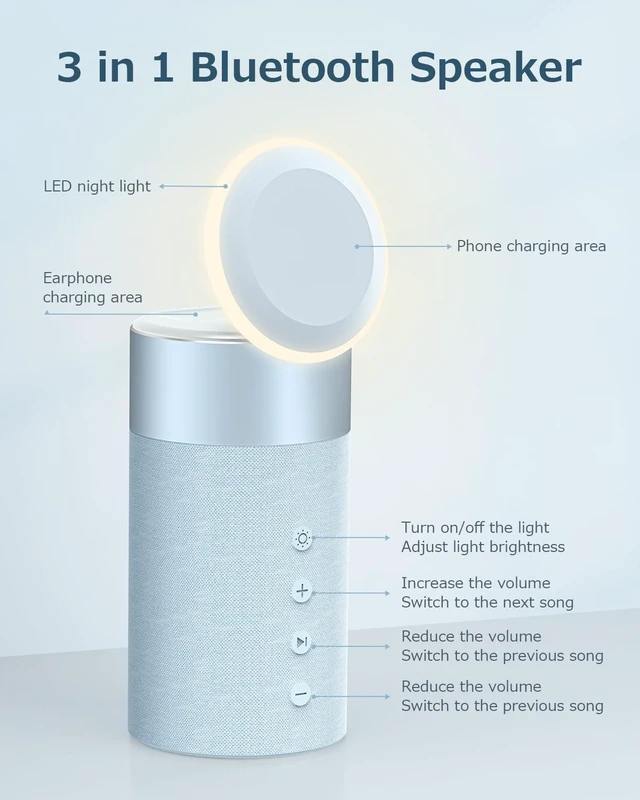 Alt view image 2 of 7 - Bluetooth Speaker, Night Light, 15W Magnetic Fast Charging for Apple, Blue 2 in 1 Wireless Charging Station for iPhone 17/16/15/14/13/12 Series, AirPods Pro 2/4/3/2Gift Ideal