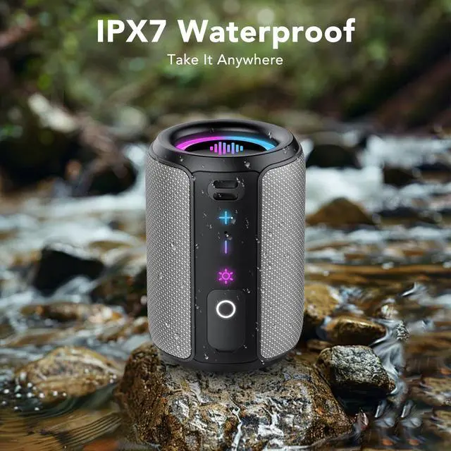 Alt view image 6 of 6 - Portable Bluetooth Speaker with Lights, Bluetooth 5.4 Speaker, All Day Playtime, Powerful Crystal Clear Sound,15W Loud Stereo Sound,TWS pairing for Outdoor/Home/Travel/Party,IPX7 Waterproof,Gift Ideas