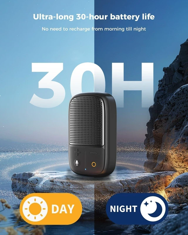 Alt view image 6 of 7 - 2026 Upgrade Wearable Bluetooth Speaker with Voice Assistant & Mic | IPX7 Waterproof Clip-on Portable Speaker, TWS Pairing, Up to 30H of Play, Supports Siri/Google/Alexa