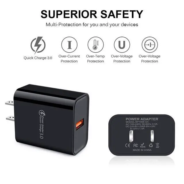 Alt view image 6 of 7 - Type C Charger for Samsung Phone Android Charger Fast Charging Block Wall Charger USB C Cable Cord 6FT for Samsung Galaxy S26/S25/S23/S22 Ultra/S21 FE/S20/S10/S9/A11/A12/A35/A23 5G/A13 5G/A03s/A55/A52