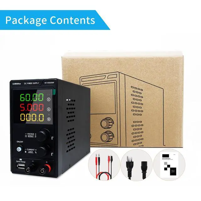 Alt view image 6 of 7 - DC Power Supply Variable,60V 5A 300W Adjustable Switching DC Regulated Bench Power Supply with High Precision 4-Digit LED Display, 9V/2A 18W USB Port, Coarse and Fine Adjustment