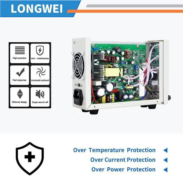 Alt view image 4 of 5 - Power Supply Variable 30V 10A, 4-Digital LED Display, Precision Adjustable Regulated Switching Power Supply Digital with Alligator Leads US Power Cord