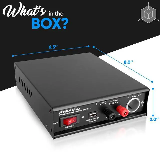 Alt view image 7 of 7 - Universal Compact Bench Power Supply- 12Amp Variable Linear Regulated Home Lab Benchtop AC-DC Power Converter - USB Port,Cigarette Lighter,115/230V AC,Screw Terminal,Cooling Fan - PSV150,Black