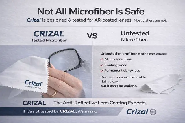 Alt view image 6 of 7 - Microfiber Cleaning Cloths for Eyeglasses Designed & Tested by CRIZAL® for AR-Coated Lenses Safe Lens Cleaning Without Scratching-4 Pack