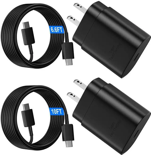 Main image of USB C Android Charger Fast Charging Cord, Super Fast Phone Chargers 10FT+6.6FT C to C Type Cable with 25W USBC Wall Block for Samsung Galaxy S26 S25 S24 Ultra Plus/S23/S22/S21/S20/Note 20/10, Black