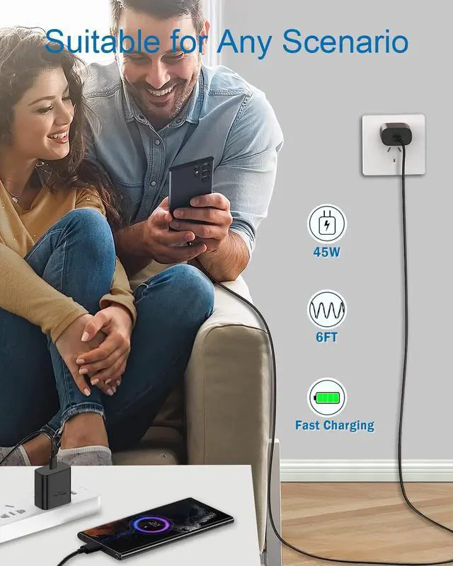 Alt view image 7 of 7 - 2025 Super Fast Charger Type C, 45W USB C Wall Charger Fast Charging for Samsung Galaxy S25 Ultra/ S25/S25+/S24+/ S24 Ultra/S24/S24+/S23 Ultra/S22 Ultra/S21 Ultra
