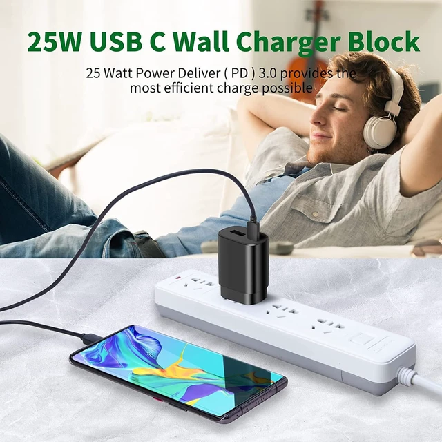 Alt view image 5 of 7 - Type C Charger,25W Super Fast Charger Dual Port USB C Wall Charger, Quick Charging Block Compatible with Samsung Galaxy S25 S24 S23 S22/S22 Plus/S20/S21 Ultra Plus,Note 20/Note 10 Plus/iPhone 16/15