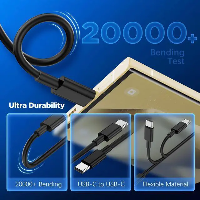 Alt view image 3 of 7 - Dual Port 45W Super Fast Charger and Long USB C to C Cable 10ft, Type C Wall Block/Android Phone Charging Cord for Samsung Galaxy S25/S24 Ultra/S23+/S22 Plus/S21/S20/Note 20/10/iPhone 17 16 15 Pro Max