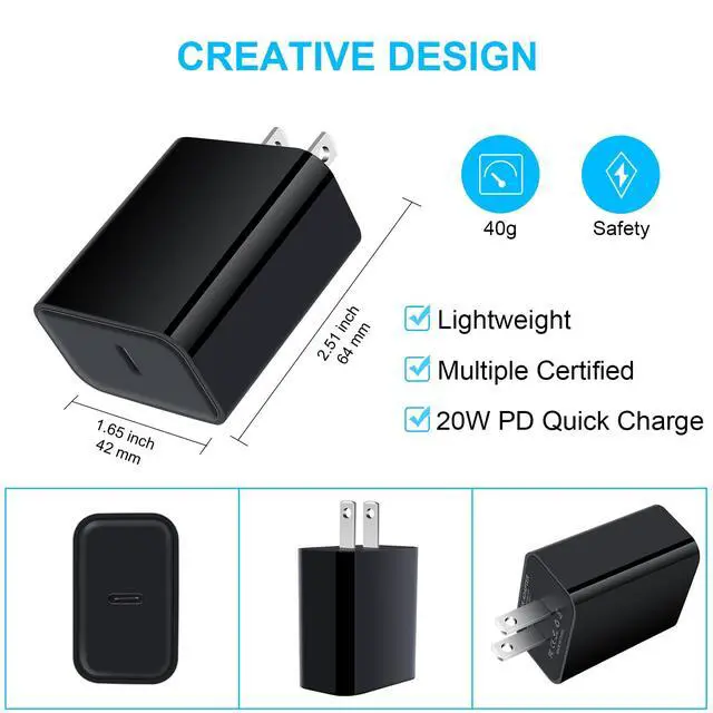 Alt view image 4 of 7 - Type C Charger Fast Charging, 2Pack 20W Android Phone Super Fast Charger Block with 6FT USB C to C Cable for Samsung Galaxy S26 Ultra S25 S24 FE A16 5G A15 A14 A56 A36 S23, Pixel 10a 9 Pro XL 8a 7 Pro