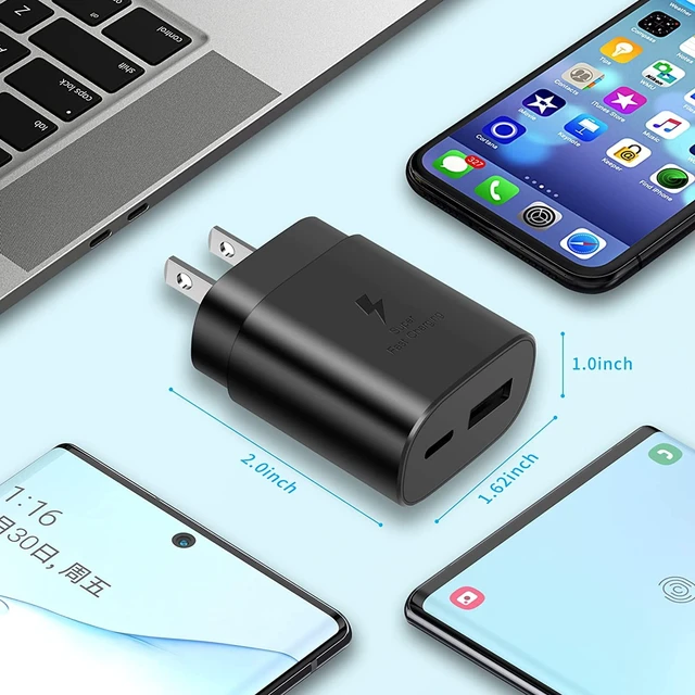Alt view image 6 of 7 - Type C Charger,25W Super Fast Charger Dual Port USB C Wall Charger, Quick Charging Block Compatible with Samsung Galaxy S25 S24 S23 S22/S22 Plus/S20/S21 Ultra Plus,Note 20/Note 10 Plus/iPhone 16/15