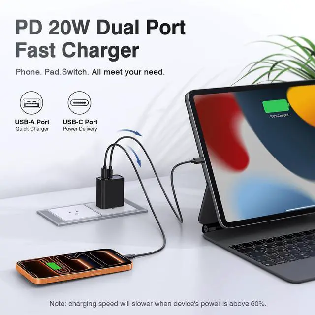 Alt view image 4 of 6 - 20W USB C Wall Charger for iPhone 17/16/15/14/13/13 Mini/13 Pro Max/12/12 Pro/12 Pro Max Cube, 2 Pack Dual Port Fast Charging Brick Block Plug Box Base Adapter for iPad, iPod, Watch Series 8 7, Black