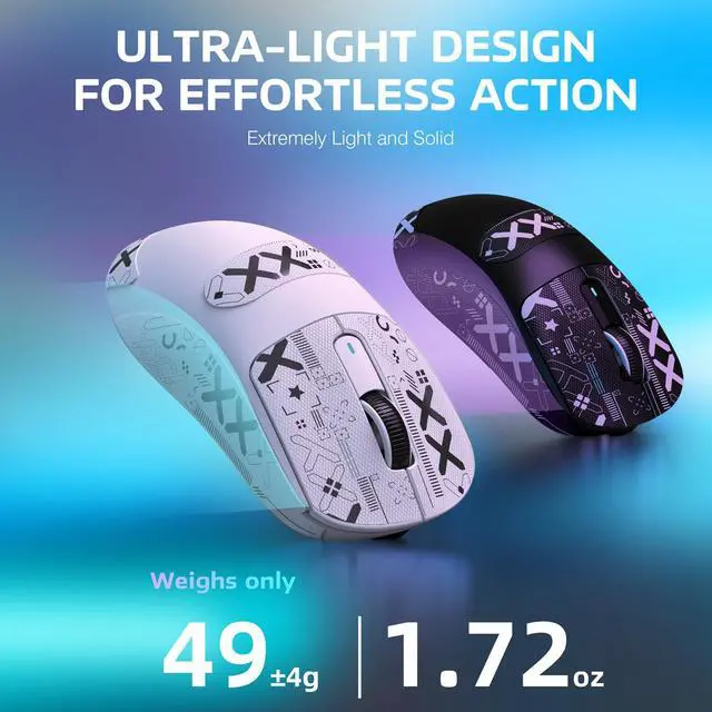 Alt view image 3 of 7 - ATTACK SHARK X3 Lightweight Wireless Gaming Mouse, 49g Tri-Mode Bluetooth/2.4G/USB-C Wired Mouse, PAW3395 26K DPI Sensor, 200h Battery Life, Programmable Buttons, Griptape for PC/Laptop/Mac