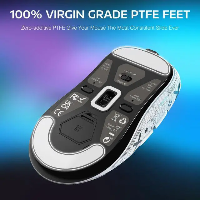 Alt view image 6 of 7 - ATTACK SHARK X3 Lightweight Wireless Gaming Mouse, 49g Tri-Mode Bluetooth/2.4G/USB-C Wired Mouse, PAW3395 26K DPI Sensor, 200h Battery Life, Programmable Buttons, Griptape for PC/Laptop/Mac