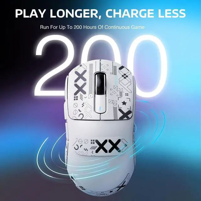 Alt view image 7 of 7 - ATTACK SHARK X3 Lightweight Wireless Gaming Mouse, 49g Tri-Mode Bluetooth/2.4G/USB-C Wired Mouse, PAW3395 26K DPI Sensor, 200h Battery Life, Programmable Buttons, Griptape for PC/Laptop/Mac