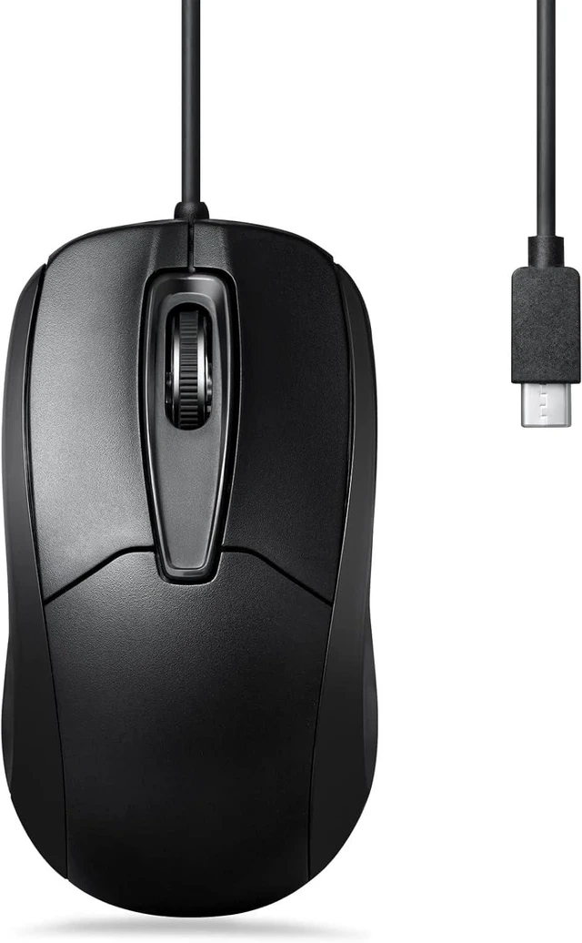 Main image of PERIMICE-209C USB Type C Wired Optical Mouse - 5.9 Ft Cable - 1000 DPI - Black, (11994)