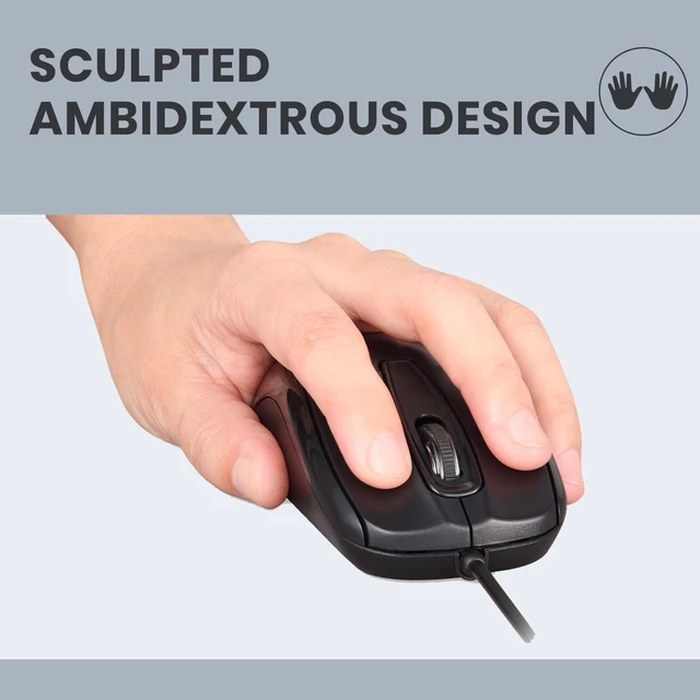 Alt view image 5 of 6 - PERIMICE-209C USB Type C Wired Optical Mouse - 5.9 Ft Cable - 1000 DPI - Black, (11994)