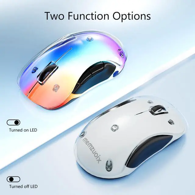 Alt view image 3 of 7 - 2.4G Wireless Mouse with Customizable Cover & 9-Color LED - Rechargeable Ergonomic, 1200 DPI, 5 Buttons, USB Receiver for PC/Mac - White