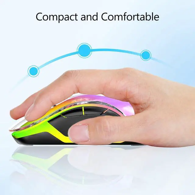 Alt view image 7 of 7 - 2.4G Wireless Mouse with Customizable Cover & 9-Color LED - Rechargeable Ergonomic, 1200 DPI, 5 Buttons, USB Receiver for PC/Mac - White