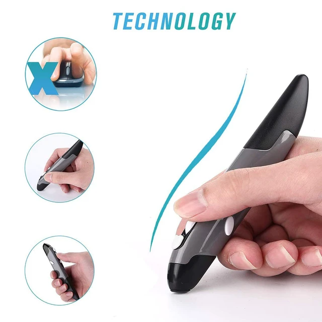 Alt view image 5 of 7 - Wireless Optical Pocket Pen Mouse, 2.4GHZ USB Wireless Optical Mini Air Mouse for PC Laptop Notebook Computer Mac (Grey)
