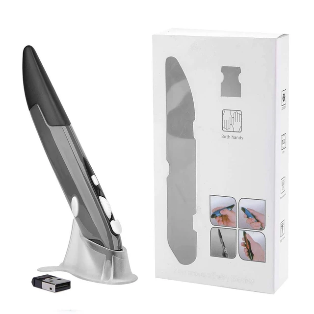 Alt view image 7 of 7 - Wireless Optical Pocket Pen Mouse, 2.4GHZ USB Wireless Optical Mini Air Mouse for PC Laptop Notebook Computer Mac (Grey)