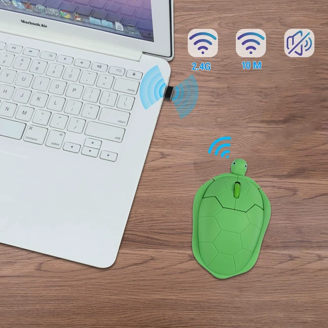 Alt view image 6 of 7 - Wireless Mouse,Cute Animal Green Turtle Shape Portable Quiet Lightweight Optical USB Mice Silent Cordless Mouse for PC Laptop Computer Notebook MacBook Desktop for Kids Adults, 1600 DPI 3 Buttons