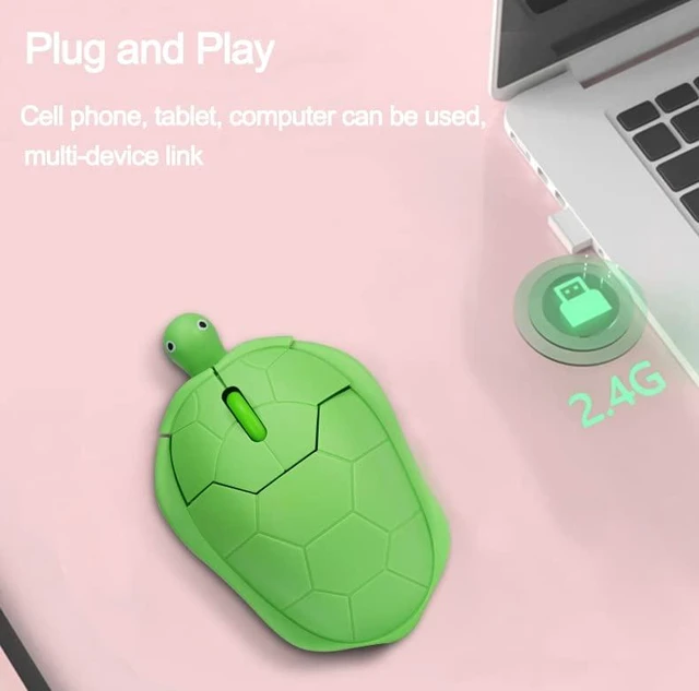 Alt view image 3 of 7 - Wireless Mouse,Cute Animal Green Turtle Shape Portable Quiet Lightweight Optical USB Mice Silent Cordless Mouse for PC Laptop Computer Notebook MacBook Desktop for Kids Adults, 1600 DPI 3 Buttons