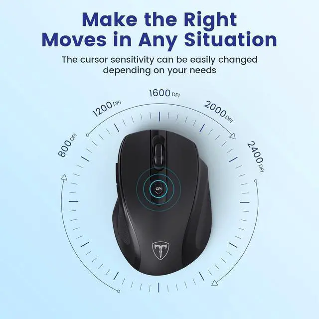 Alt view image 5 of 7 - Wireless Mouse, D-09 Computer Mouse USB Cordless Mice for Laptop, Ergo Grips, Lightspeed 5-Level 2400 DPI, 16 Months Battery, Portable for PC Mac Chromebook (2Pack)