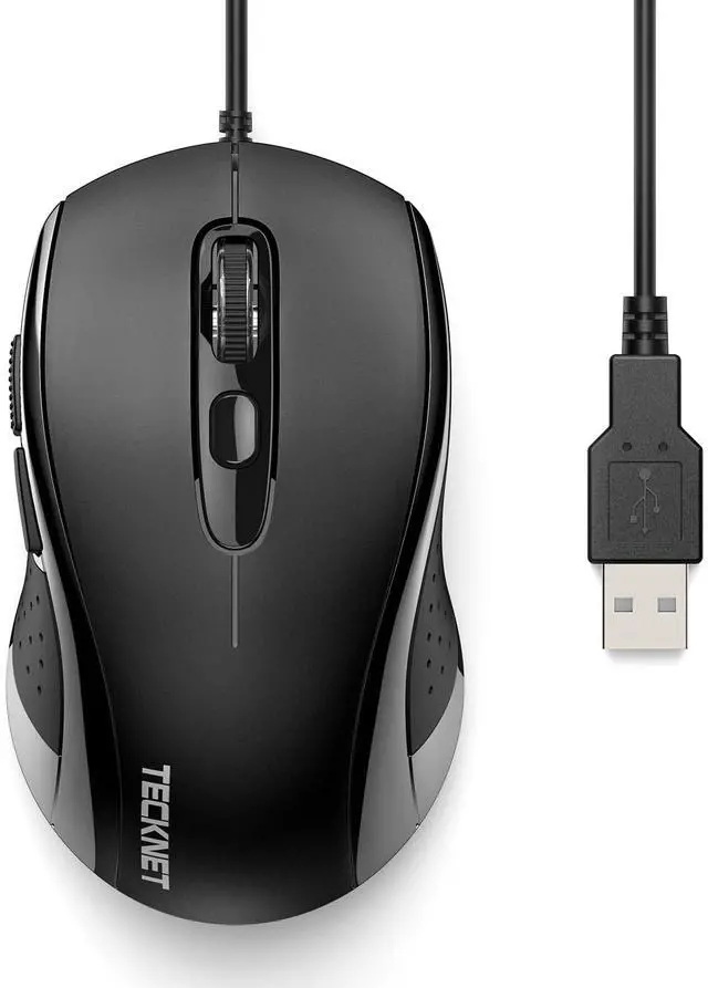 Main image of Wired Mouse, USB Wired Computer Mice, 3600DPI 4 Adjustable Levels, 6-Button Ergonomic Mouse for Laptop PC Desktop Notebook - Black