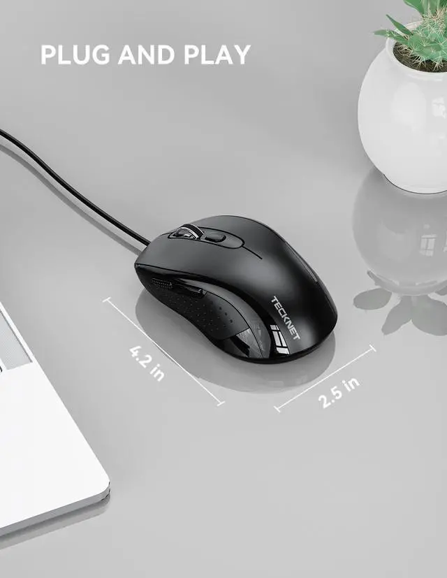 Alt view image 5 of 7 - Wired Mouse, USB Wired Computer Mice, 3600DPI 4 Adjustable Levels, 6-Button Ergonomic Mouse for Laptop PC Desktop Notebook - Black