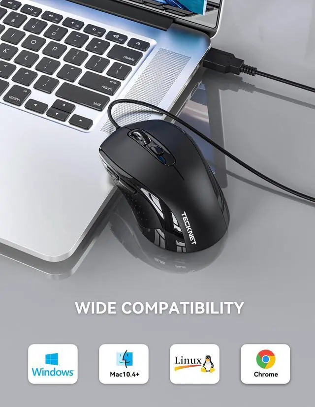Alt view image 6 of 7 - Wired Mouse, USB Wired Computer Mice, 3600DPI 4 Adjustable Levels, 6-Button Ergonomic Mouse for Laptop PC Desktop Notebook - Black