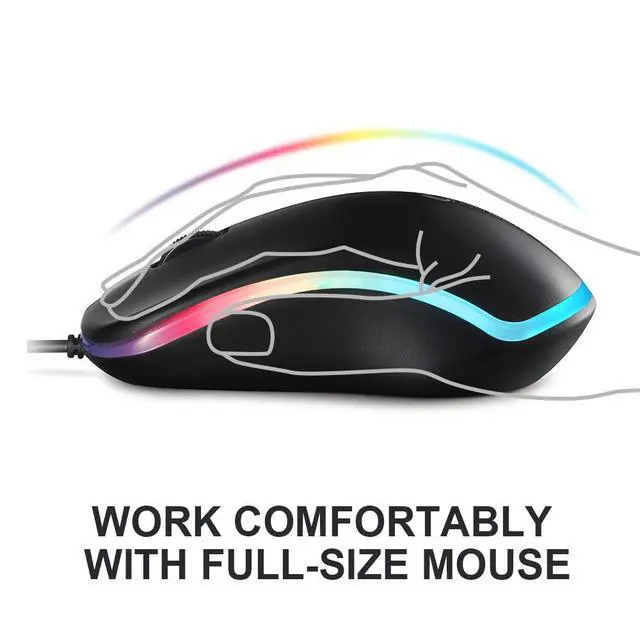 Alt view image 2 of 7 - FC112 USB Optical Wired Computer Mouse with Easy Click for Office and Home, 1000DPI, Premium and Portable,Compatible with Windows PC, Laptop, Desktop, Notebook (Black)