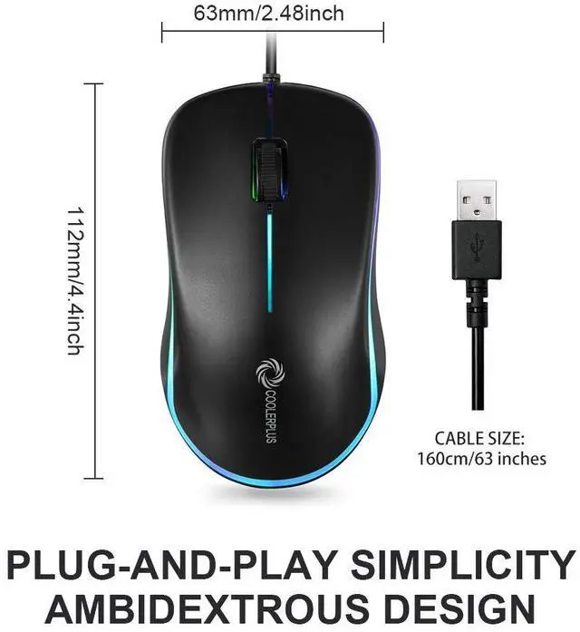 Alt view image 6 of 7 - FC112 USB Optical Wired Computer Mouse with Easy Click for Office and Home, 1000DPI, Premium and Portable,Compatible with Windows PC, Laptop, Desktop, Notebook (Black)
