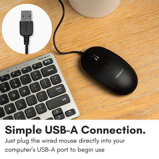 Alt view image 2 of 6 - Computer Mouse Wired, Silent USB Mice - Slim & Compact USB for Apple Mac or Windows PC Laptop/Desktop - Designed with Optical Sensor & DPI Switch - Simple - Black