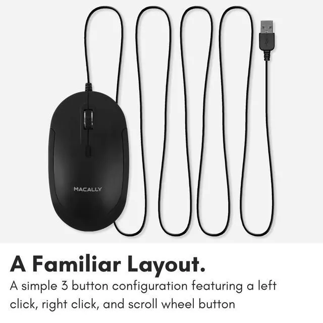 Alt view image 5 of 6 - Computer Mouse Wired, Silent USB Mice - Slim & Compact USB for Apple Mac or Windows PC Laptop/Desktop - Designed with Optical Sensor & DPI Switch - Simple - Black