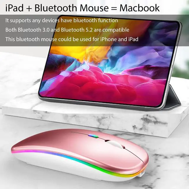 Alt view image 4 of 7 - Wireless Bluetooth Rechargeable Mouse/Mice, LED Slim Two Modes(2.4G+BT5.4) Silent/Quiet Buttons with 3 Adjustable DPI, for Computer/Desktop/PC/Laptop/MacBook/iPad/Tablet/iPhone_DeepGray