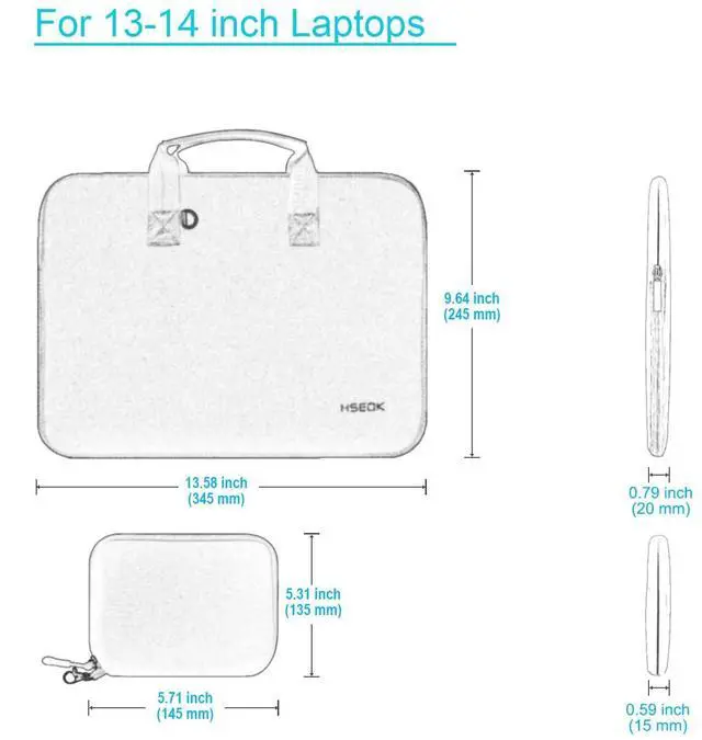 Alt view image 3 of 7 - Laptop Sleeve 14 inch Case with Small Case, Compatible with MacBook Neo 14, MacBook Pro 14 M5/M4/M3/M2/M1, XPS 14 and Most 14 inch Notebooks, Neoprene Computer Handbag,SK01BL01